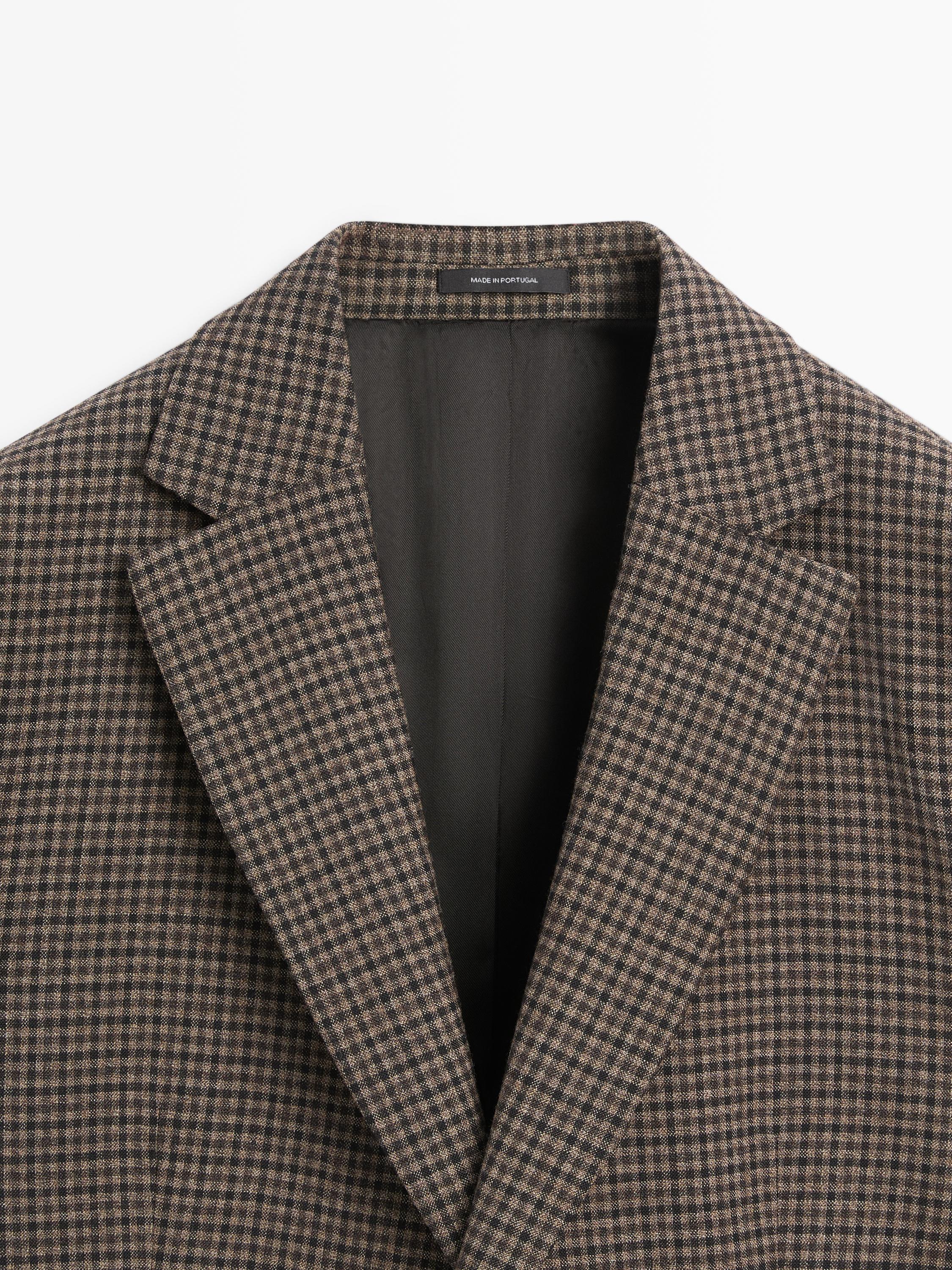 Blazer tailored à carreaux 100 % laine